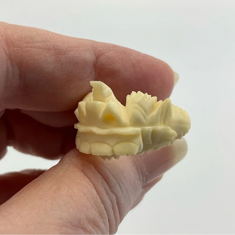 Vintage, Dragon Ring, Intricate Carving, Bovine Bone Ring, Cream White, Gothic
